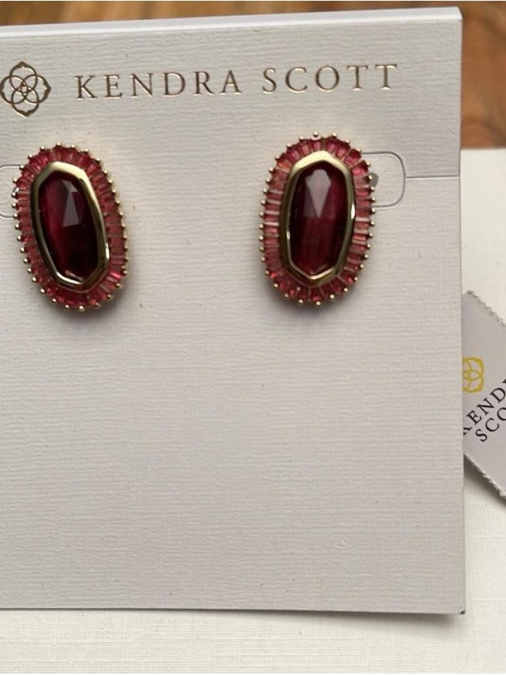 NWT Kendra Scott Baguette Red Stud Earrings
